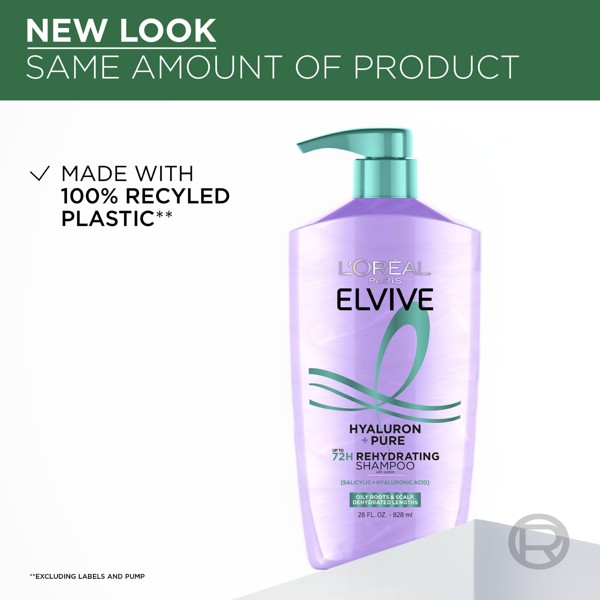 L'Oreal Paris Elvive Hyaluron Pure Champú Purificante para Cabello Graso - 28 fl oz: Limpieza Básica, Líquido, Champús para Cabello 7