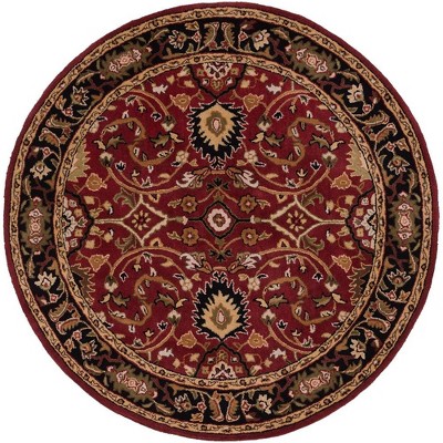 Mark & Day Hardisty 4' Round Tufted Indoor Area Rugs Burgundy: Traditional Wool Scroll Pattern, Stain-Resistant, Pet Friendly