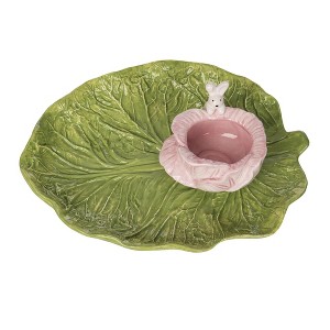 Transpac Ceramic Cabbage Chip & Dip Set of 2 Home Decorations Easter - 1 of 2