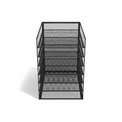 TRU RED™ 7 Compartment Wire Mesh File Organizer, Matte Black