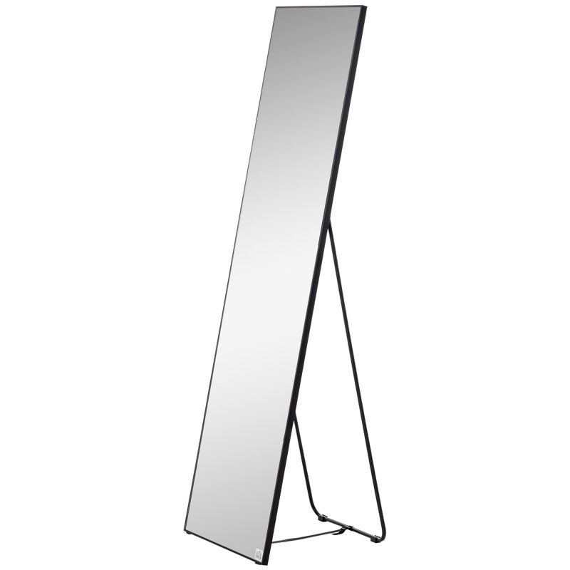 HOMCOM Full Length Glass Mirror, Freestanding or Wall Mounted Dress Mirror for Bedroom, Living Room, Bathroom, Black, 4 of 9