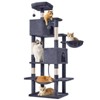 FONTOI 66 Inch Cat Tree Tower Large Cat Climbing Tree with Extended Platform, Indoor Pet House for Cats Kittens Play, Dark Gray, 22.83"* 18.89"*66.9" - 2 of 4