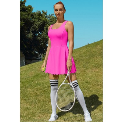 Attraco Women's Tennis Dress with Shorts Workout Golf Skirts with Pockets Athletic Dresses