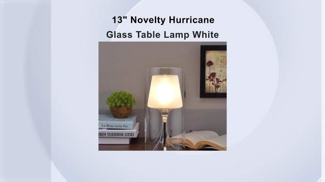 13&#34; Novelty Hurricane Glass Table Lamp (Includes LED Light Bulb) White - Ore International, 2 of 5, play video