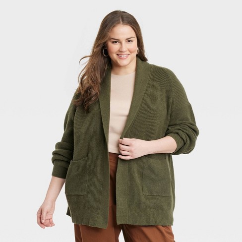 Women's Open Layering Cardigan - A New Day™ Olive Green Xxl : Target