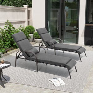 Crestlive Products Patio Chaise Lounge Chair Outdoor with Cushion & Pillow Adjustable 5 Position Pool Recliner - 1 of 4