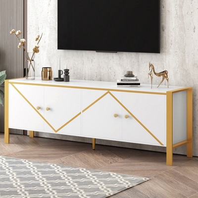 70.9" Minimalist TV Stand with Two Cabinets for TVs up to 75", Adjustable Shelves for Living Room