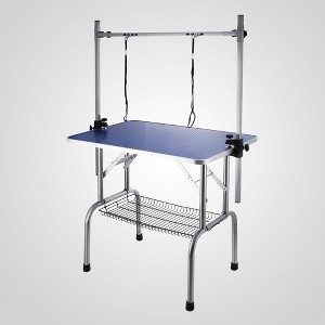 42 Inch Dog Grooming Table With Stainless Steel Legs And Arms, Static-free Board Top, Low Net Storage Basket - 1 of 4