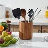 Utensil Holder for Kitchen Counter, 360° Rotating 7.2" Wooden Cooking Utensil Crock for Countertop - 3 of 4