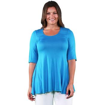 24seven Comfort Apparel Womens Elbow Swing Plus Size Tunic Top