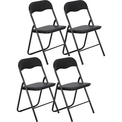 4 Pack Folding Chairs with Cushion– Portable Metal Stackable Chairs,Non-Slip Feet for Indoor & Outdoor Events