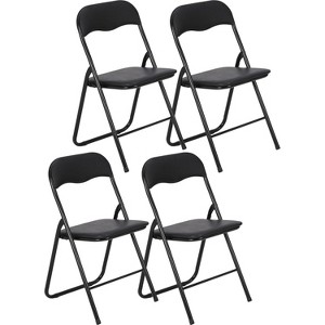 4 Pack Folding Chairs with Cushion– Portable Metal Stackable Chairs,Non-Slip Feet for Indoor & Outdoor Events - 1 of 4