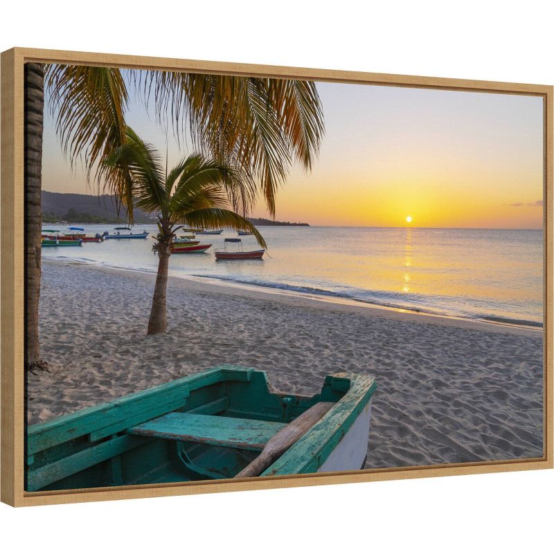 23&#34; x 16&#34; Sunset and Wooden Fishing Boat by Don Paulson Danita Delimont Framed Canvas Wall Art - Amanti Art, 3 of 11