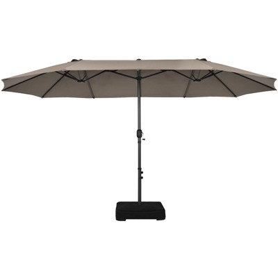 Tangkula 15FT Double-Sided Twin Patio Umbrella with Base Extra-Large Market Umbrella