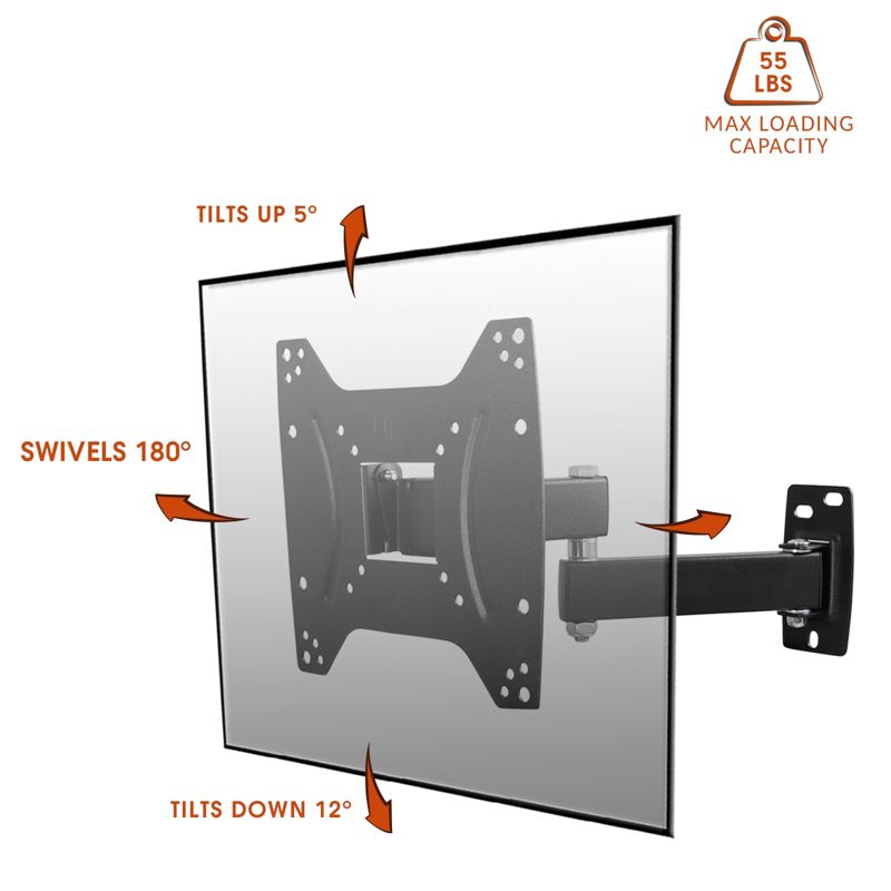 MegaMounts Full Motion, Tilt and Swivel Single Stud Wall Mount for 17- 42 Inch  LCD, LED, and Plasma Screens, 2 of 4