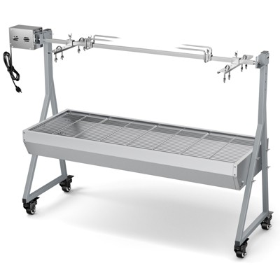Mojgar 46" BBQ Grills Charcoal Grill for Camping Stainless Steel Grill, 176 lbs Rotisserie Grill Roaster with 25W Motor