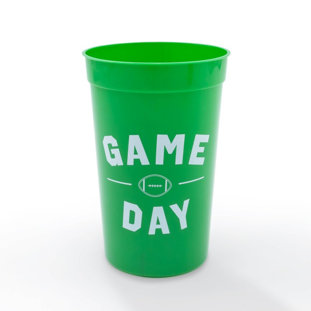 (12) 12pk 22 fl oz Green GAME DAY Cups (BID IS PER 12PK, LOT IS FOR 12 TWELVE SETS OF CUPS.)