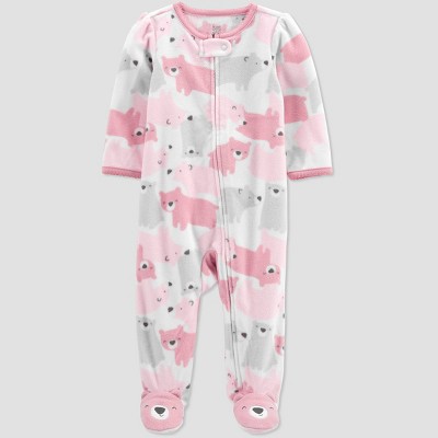 Baby Girls' Bears Fleece Sleep N' Play - Just One You® made by carter's Pink 9M