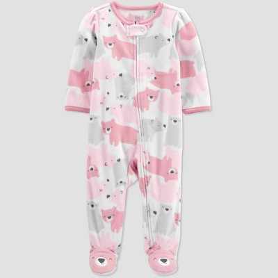 Image of Baby Girls' Bears Fleece Sleep N' Play - Just One You® made by carter's Pink 6M