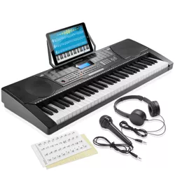 Ashthorpe 61-Key Digital Electronic Keyboard Piano with Full-Size Keys for Beginners with Headphones and Microphone