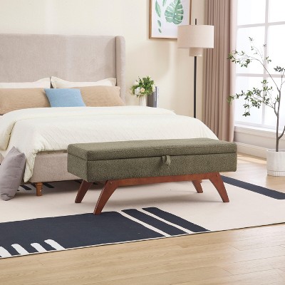 NicBex Rectangular Teddy Fabric Storage Ottoman Bench,Upholstered Storage Ottoman with Solid Wood Feet,Storage Bench for Living Room,Bedroom