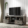Chic Crate - 70" Rustic Media Console w/ 4 Modular Bins & Soft-Close Drawers - Carbonized Pine TV Stand for Living Room/Bedroom (Charcoal Finish) - 4 of 4