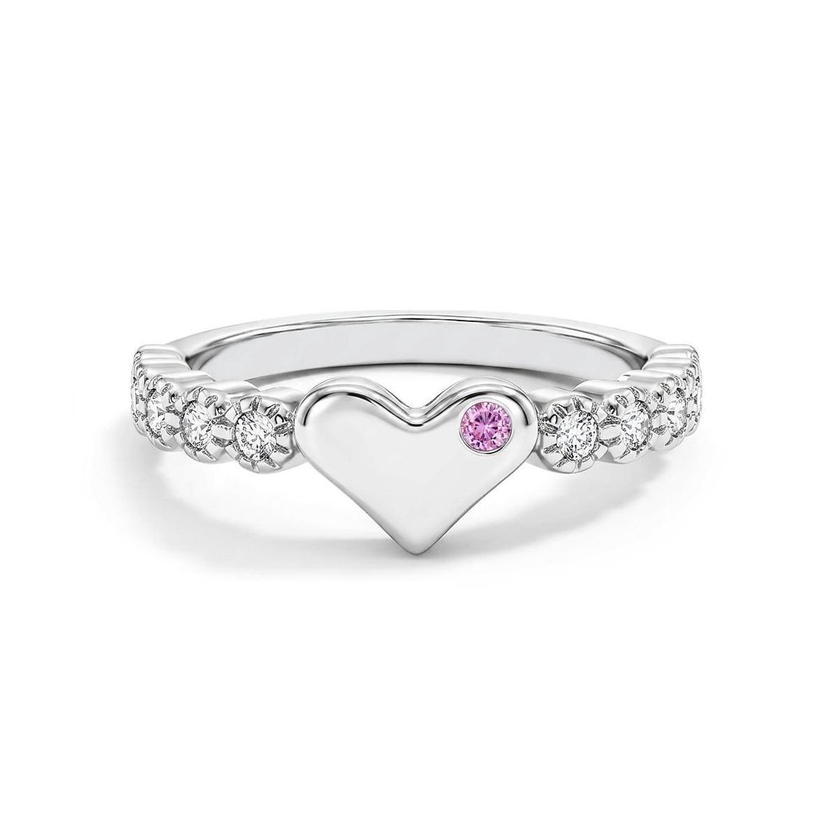 Girl's Heart & CZ Band Sterling Silver Ring - In Season Jewelry