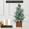 2 Ft Snow Flocked Prelit Artificial Christmas Tree with 30 Warm White LEDs – Wood Pot Tabletop Decor for Home, Office, Party - 4 of 4