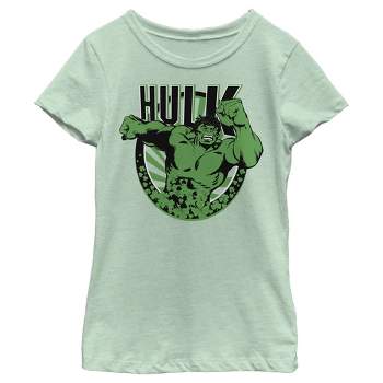 Girl's Marvel St. Patrick's Day Hulk Running Shamrock T-Shirt