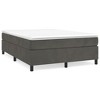 vidaXL Modern Velvet Box Spring Bed Frame, Dark Gray, Queen Sized - 3 of 4
