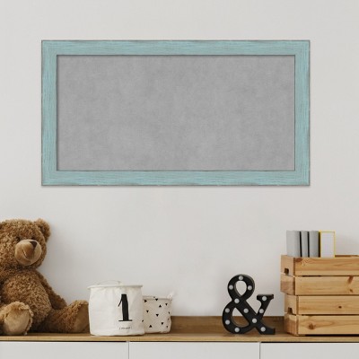 Sky Blue Rustic Framed Magnetic Board with Steel Surface