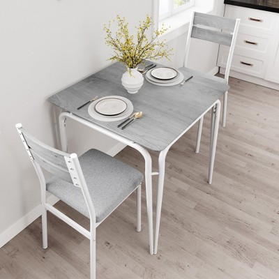 3-Piece Dining Table Set, Sturdy Wooden Square Table and Chair Breakfast Table Set for 2 Person