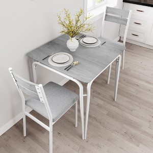 3-Piece Dining Table Set, Sturdy Wooden Square Table and Chair Breakfast Table Set for 2 Person - 1 of 4