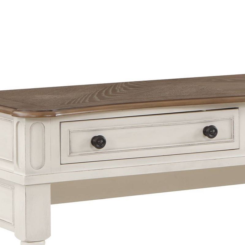 54&#34; Florian Accent Table Oak &#38; Antique White Finish - Acme Furniture, 2 of 10