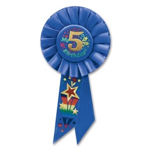 Beistle Biestle 3 1/4" x 6 1/2" My 5th Birthday Rosette Blue 3/Pack RS055B - 1 of 1
