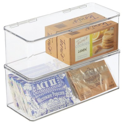 Mdesign Plastic Stackable Tea Bag Storage Bin Organizer With Hinge Lid, 2  Pack - Clear, 7.25 X 10.55 X 3.55 : Target