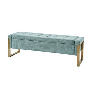 Octavio Modern Upholstered Flip Top Storage Bench with Metal Legs|ART OF LIVING DESIGNS - 1 of 4