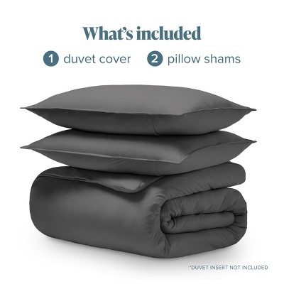 Full/Queen Gray Organic Cotton Jersey Duvet Cover Set