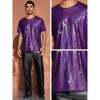 Lars Amadeus Men's Round Neck Short Sleeves Nightclub Party Metallic T-Shirt - 4 of 4