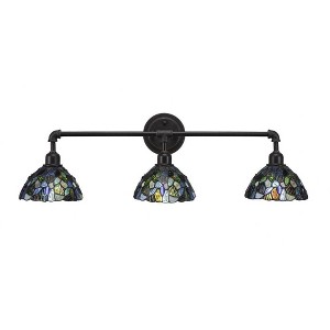 Toltec Lighting Vintage 3 - Light Vanity in  Dark Granite with 7" Blue Mosaic Art Glass Shade - 1 of 1