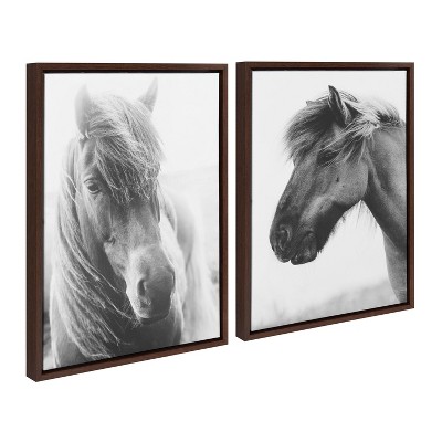 Sylvie Benevolence and Indomitable Framed Canvas Set in Walnut Brown