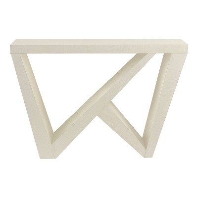 Cream Weave Modern Rectangular Console Table with Geometric Design