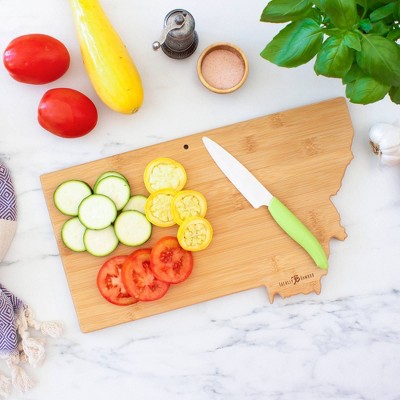 Montana State Shaped Bamboo Cutting Board with Engraved Design