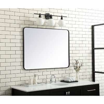 Contemporary Black Wood Rectangular Mirror 30x40 Inch
