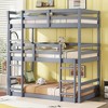 Ridstar 78.6 in. W Three-Tier Rubberwood Bunk Bed Frame with Two Built-in Ladders & Guardrails-Gray - 2 of 4