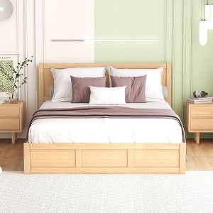 NicBex Full Size Hydraulic Platform Bed Modern Wooden Bed Frame with Drawers and 2 Bottom Storage Space for Bedroom, No Box Spring Required - 1 of 4