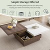 47"W Coffee Table Cocktail Table Center Table with Rotatable Top, Hidden Storage Space and Wood Grain Design, Brown+White/Black-ModernLuxe - 4 of 4