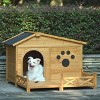 48" Outdoor Wooden Dog House with Porch, Weatherproof Raised Kennel for Medium Dogs, Easy Clean Removable Floor-3irtyhousy - 2 of 4