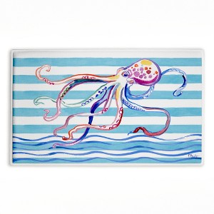Stupell Industries Brushstroke Sea Life on Stripes Printed Plush Bathroom Floor Mat, design by Paul Brent - 1 of 4