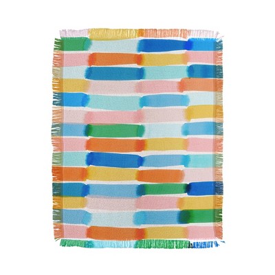 Jacqueline Maldonado Dreamy Watercolor Dashes Multi 56"x46" Woven Throw Blanket - Deny Designs